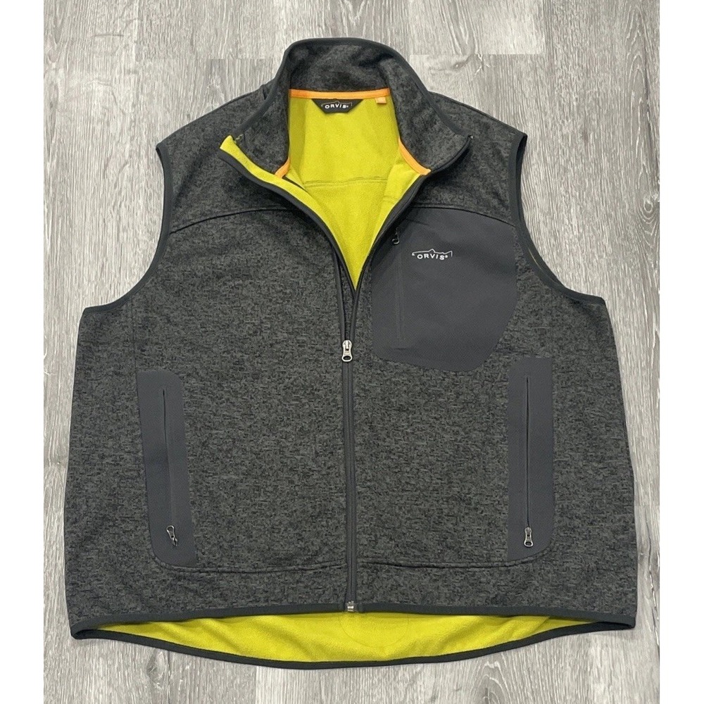 Orvis Vest‎ Charcoal Gray Full Zip Fleece Sleeveless Outdoor Hiking Men's XL